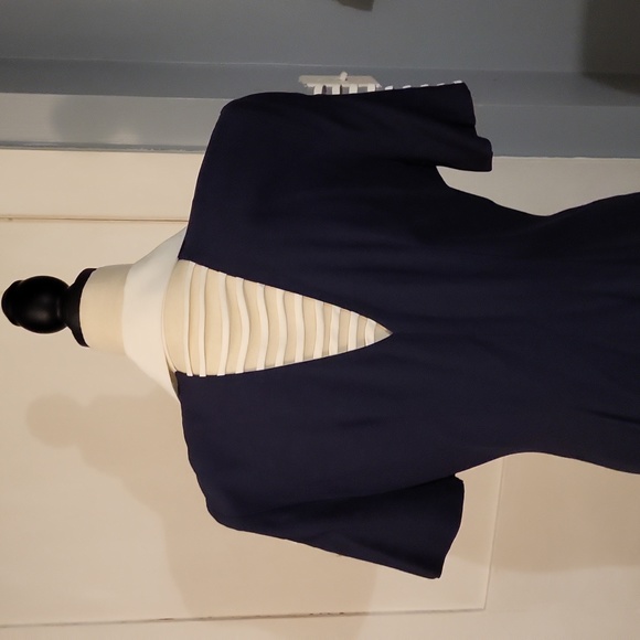 VINTAGE RARE White on Navy Dress Cutout Detail - Picture 2 of 8